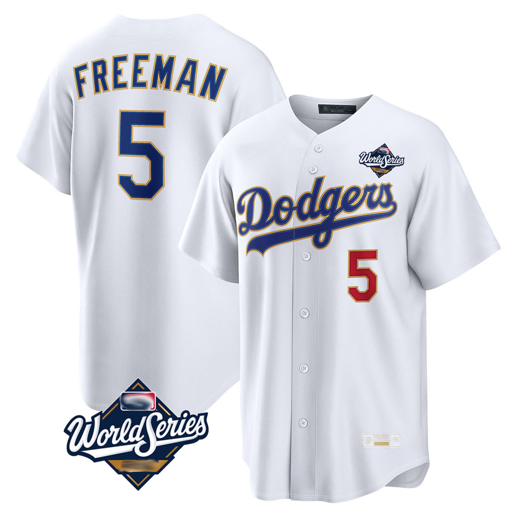 LA.Dodgers #5 Freddie Freeman Player Gold White World Series 2026 Collection Stadium Limited Gdoa Stitched Jerseys
