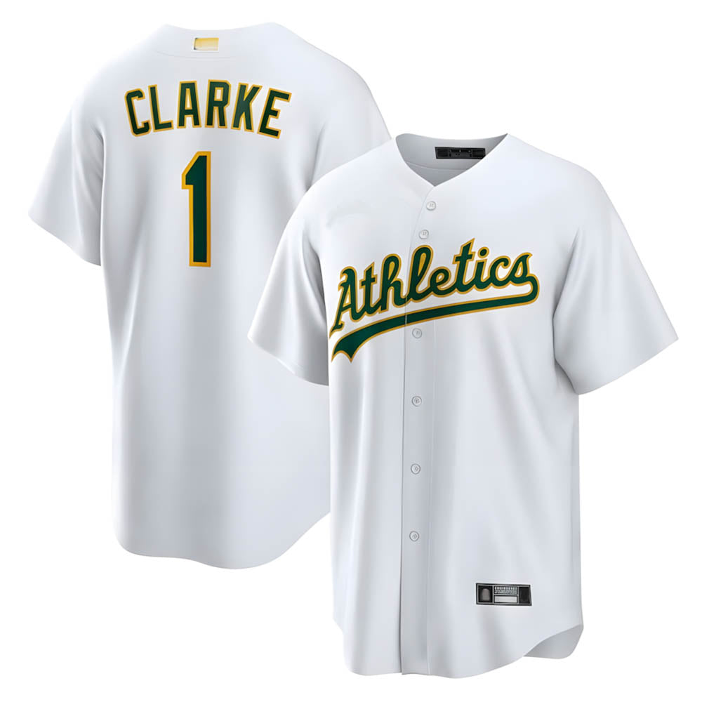 Athletics #1 Denzel Clarke player White Home 2026 Official Stitched Jersey