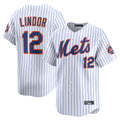 NY.Mets #12 Francisco Lindor Player White Home Limited Stitched Jerseys