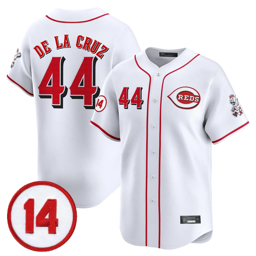 C.Reds #44 Elly De La Cruz Player White Vapor Premier Limited Home Gdoa Stitched Jerseys