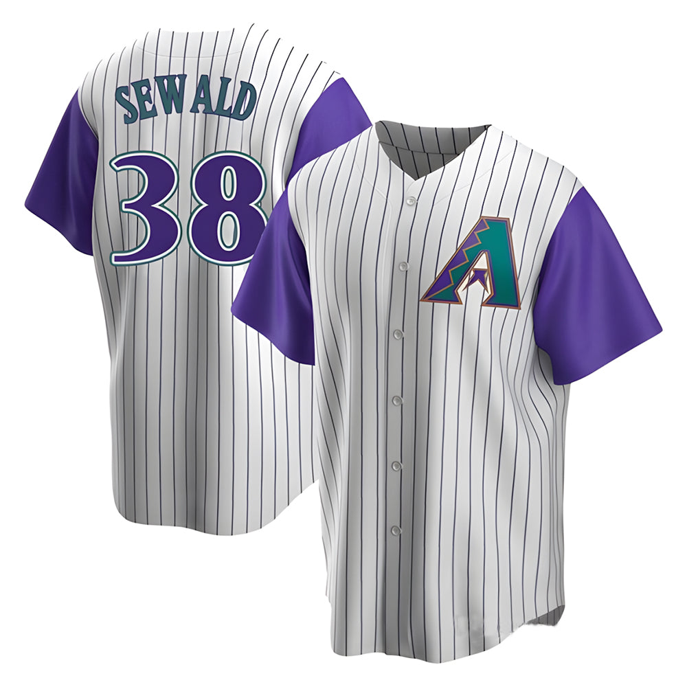 A.Diamondbacks #38 Paul Sewald Player  Cream Purple Alternate Cooperstown Collection Stitched Jersey