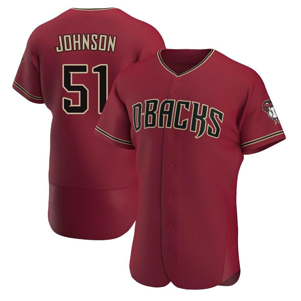 A.Diamondbacks #51 Randy Johnson Red Authentic Crimson Alternate Stitched Jerseys