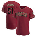 A.Diamondbacks #51 Randy Johnson Red Authentic Crimson Alternate Stitched Jerseys