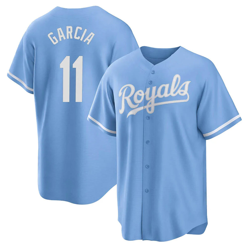 KC.Royals #11 Maikel Garcia Player Light Blue Home Game Gdoa Stitched Jerseys