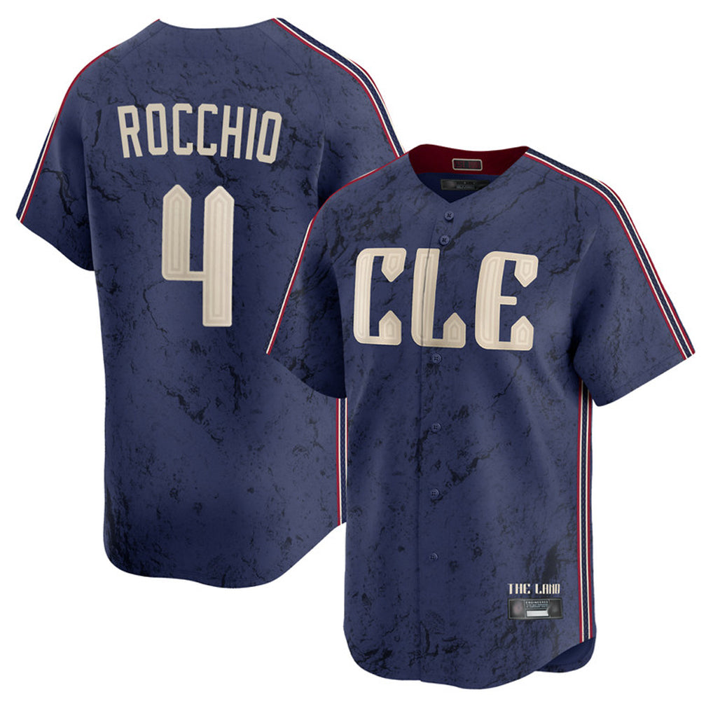 C.Guardians #4 Brayan Rocchio Player Navy City Connect Limited Home Gdoa Stitched Jerseys