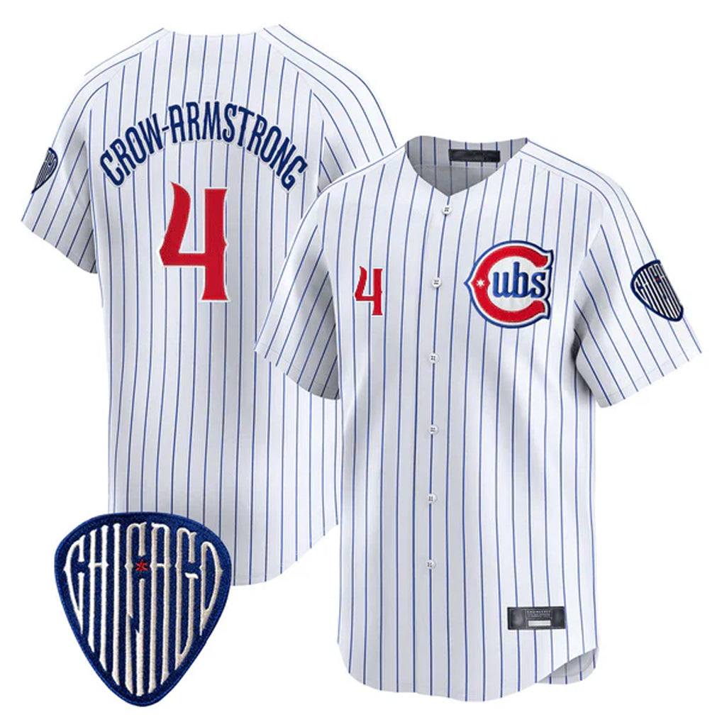 C.Cubs #4 Pete Crow-Armstrong Player White Pinstripe Vapor Premier Limited Home Gdoa Stitched Jerseys