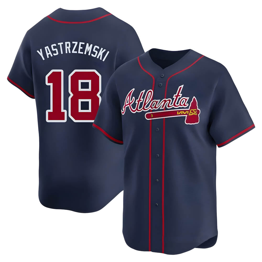 A.Braves #18 Mike Yastrzemski player Navy Limited Alternate Stitched Jerseys