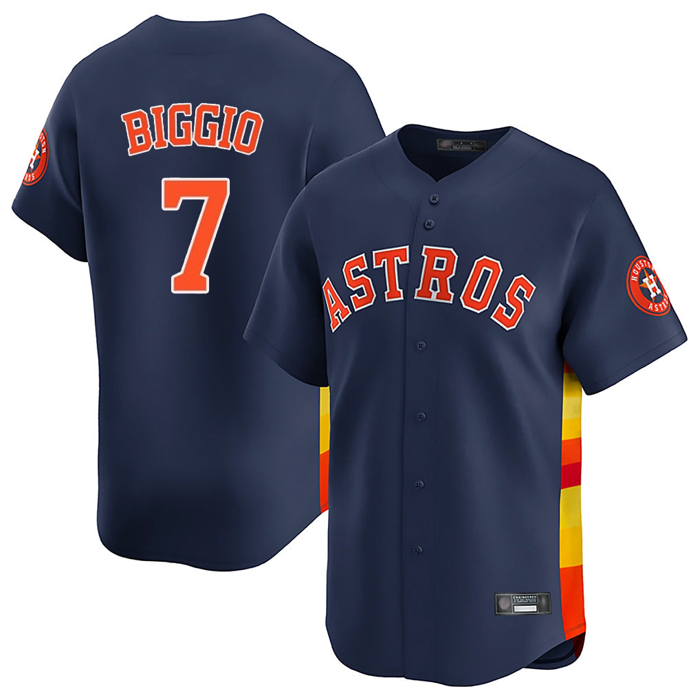 H.Astros #7 Craig Biggio Player Navy Home Limited Gdoa Stitched Jerseys