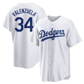 LA.Dodgers #34 Fernando Valenzuela Player White Game Home Gdoa Stitched Jerseys