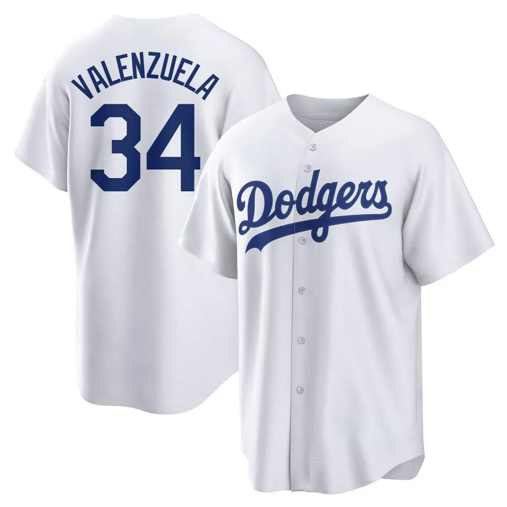 LA.Dodgers #34 Fernando Valenzuela Player White Game Home Gdoa Stitched Jerseys