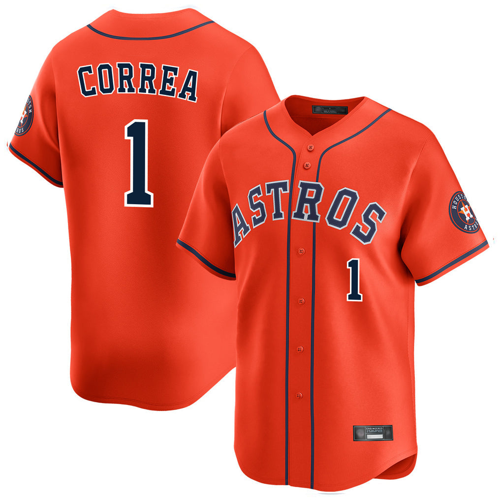 H.Astros #1 Carlos Correa Player Orange Home Limited Gdoa Stitched Jerseys