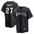 LA.Angels #27 Mike Trout Player Black Lights Out Fashion T-shirt Gdoa Stitched Jerseys