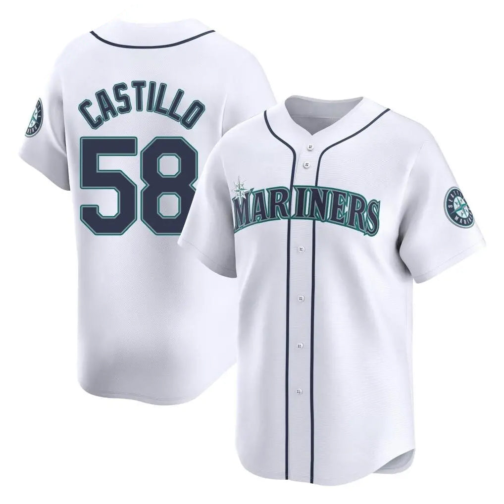 S.Mariners #58 Luis Castillo Player White Home Limited Gdoa Stitched Jerseys