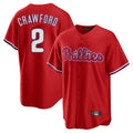 P.Phillies #2 Justin Crawford Player Red Home Game Stitched Jerseys