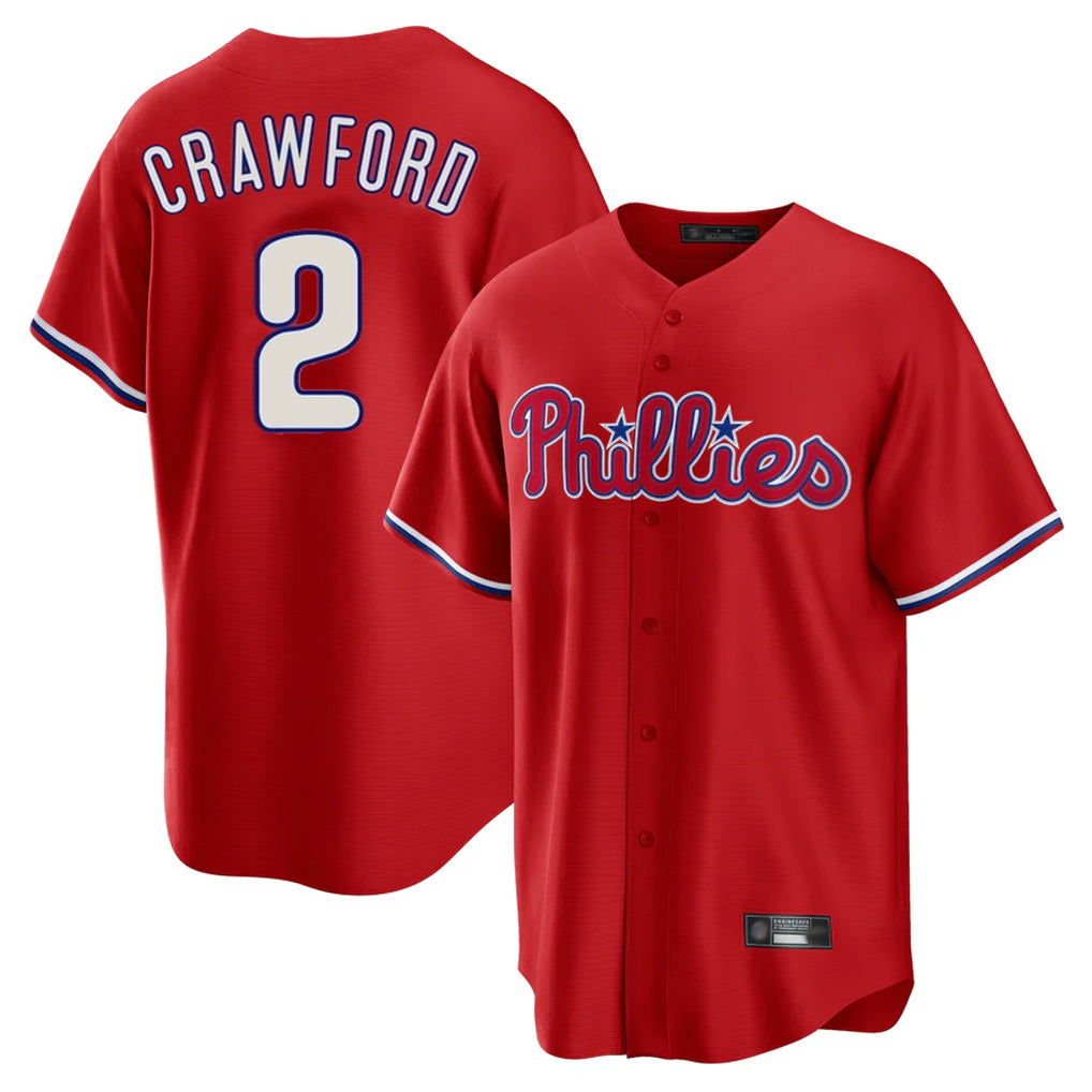 P.Phillies #2 Justin Crawford Player Red Home Game Stitched Jerseys