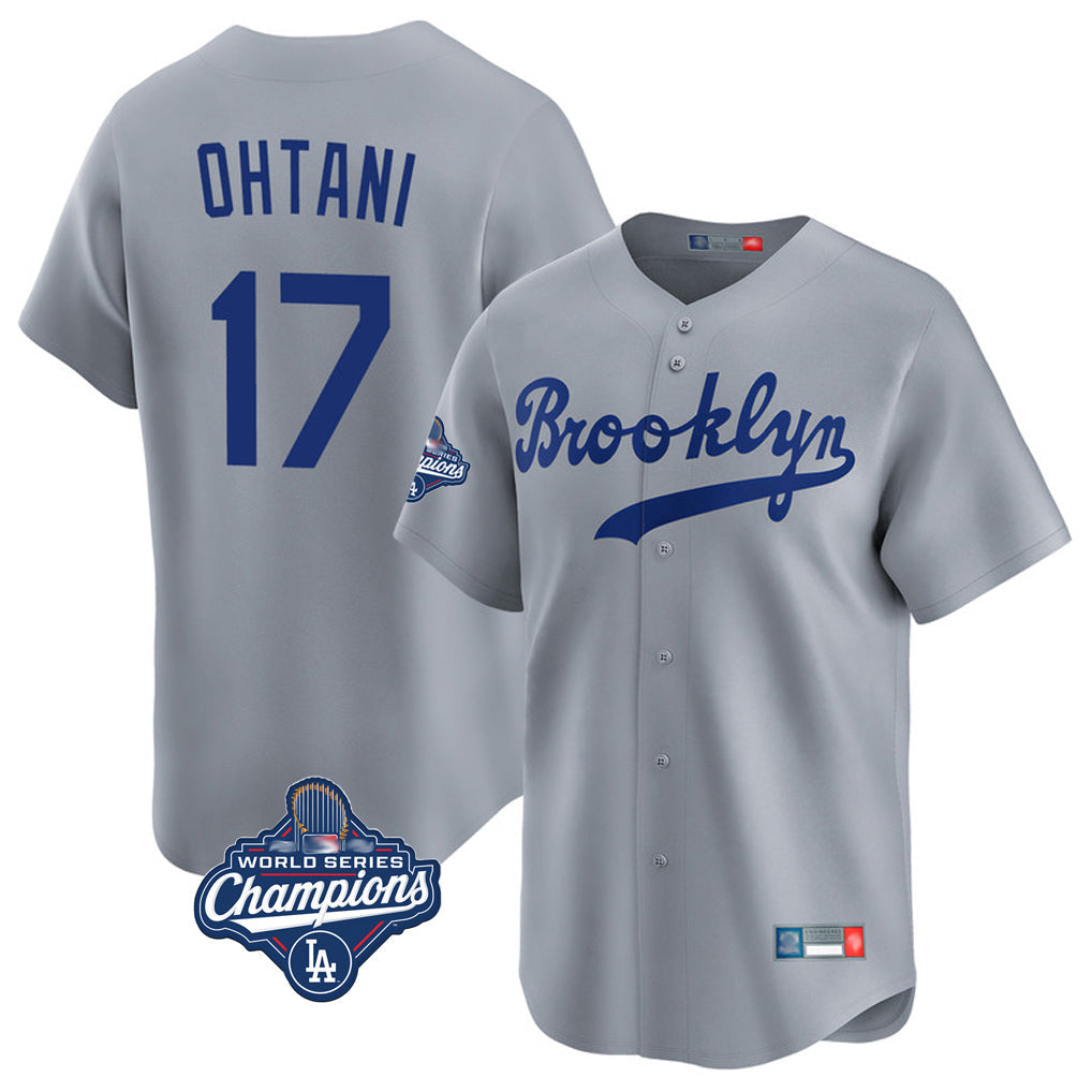 LA.Dodgers #17 Shohei Ohtani Player Gray World Series Meet Game Limited Home Gdoa Stitched Jerseys