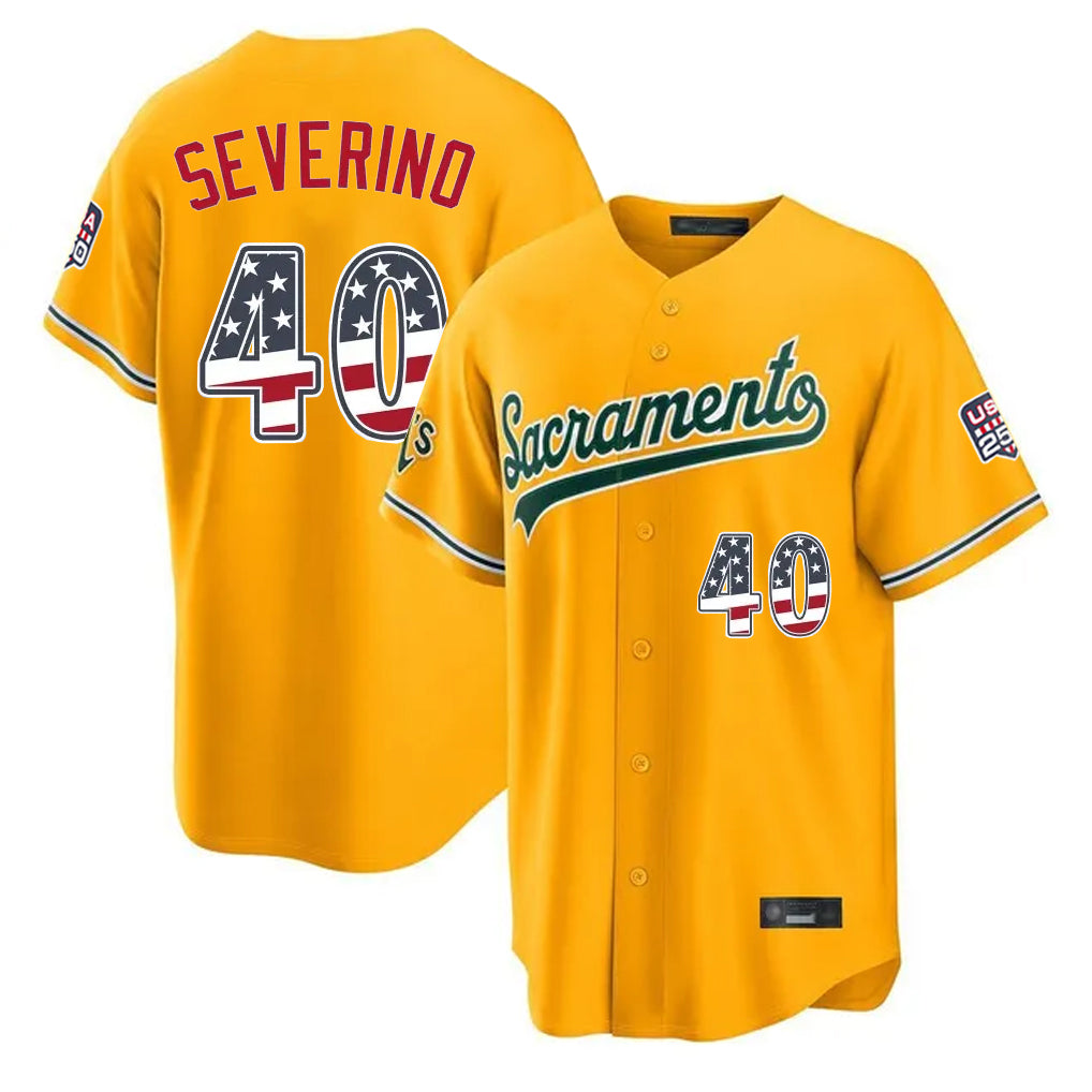 Athletics #40 Luis Severino Player Gold USA 250 Fourth of July Home Game Gdoa250Ys Stitched Jerseys