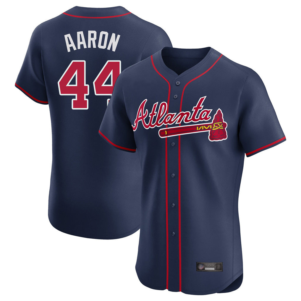 A.Braves #44 Hank Aaron Player Navy Limited Elite Home Game Gdoa Stitched Jerseys