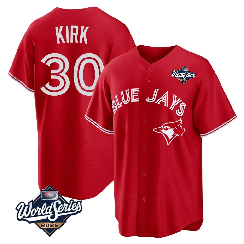 T.Blue Jays #30 Alejandro Kirk Player Red 2025 World Series Home Limited Stitched Jerseys
