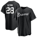 A.Braves #28 Matt Olson player Black&White Replica Stitched Jerseys