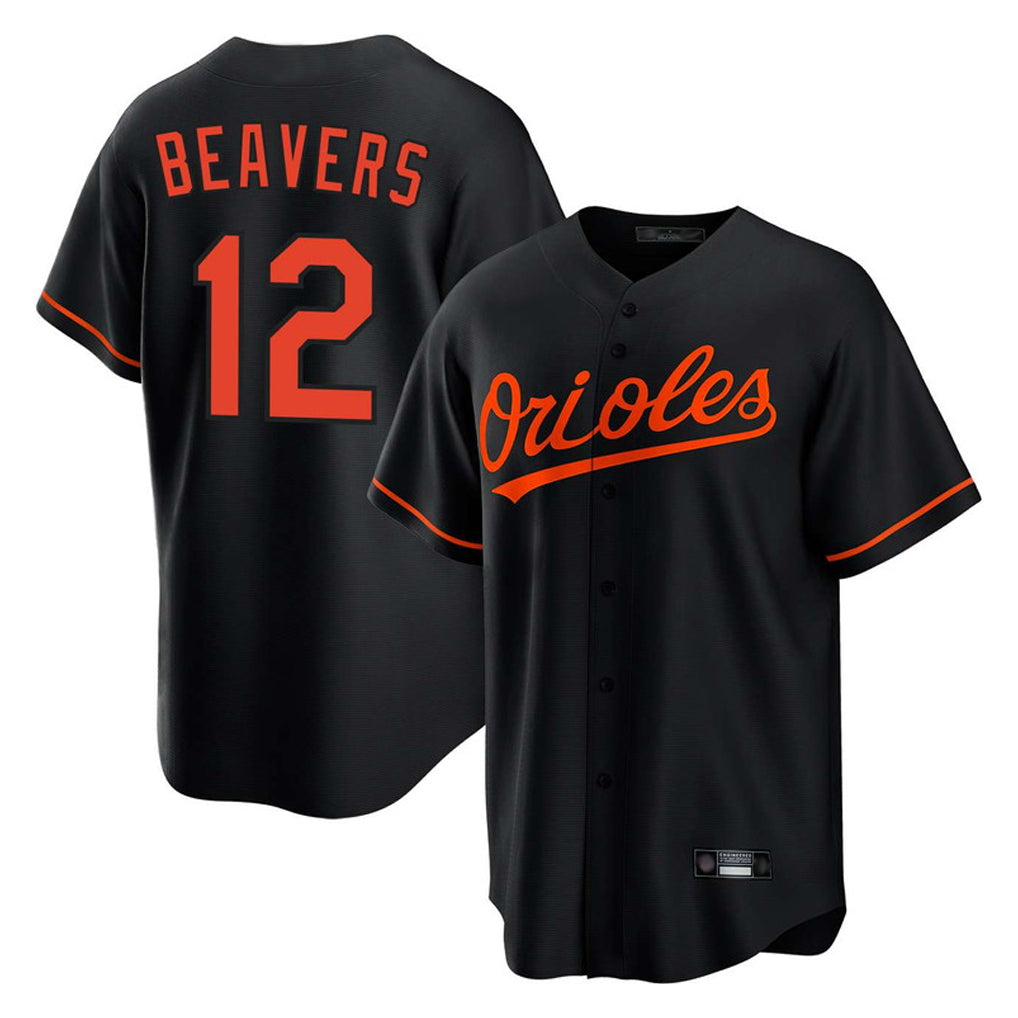 B.Orioles #12 Dylan Beavers Player Black Home Game Gdoa Stitched Jerseys