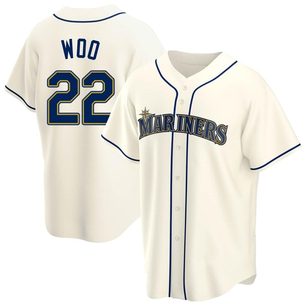 S.Mariners #22 Bryan Woo Player Cream Home Game Stitched Jerseys