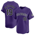 C.Rockies #19 Charlie Blackmon Player Purple Limited Home Gdoa Stitched Jerseys