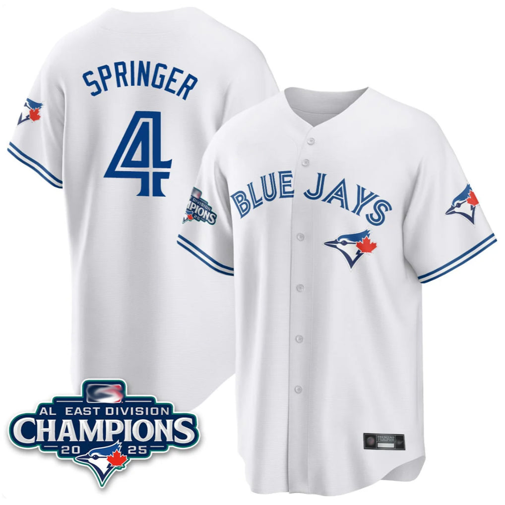 T.Blue Jays #4 George Springer Player White 2025 World Series Stitched Jerseys