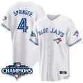 T.Blue Jays #4 George Springer Player White 2025 World Series Stitched Jerseys