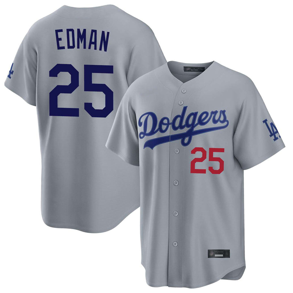 LA.Dodgers #25 Tommy Edman Player Gray Game Home Gdoa Stitched Jerseys