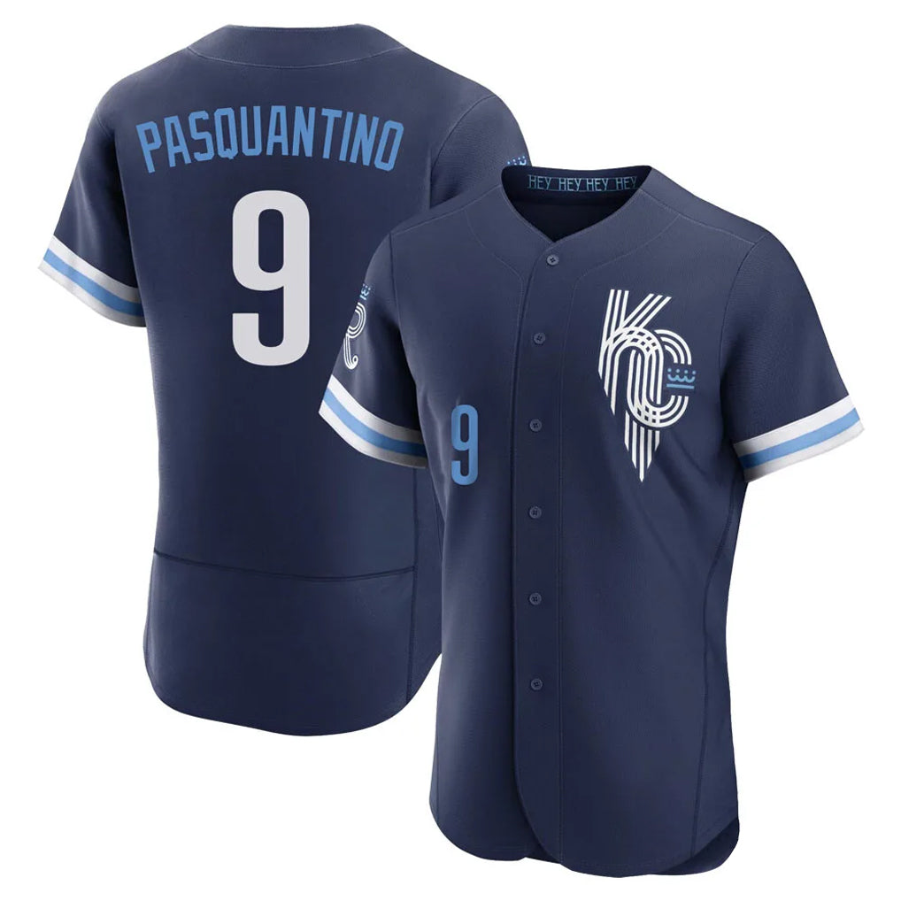 KC.Royals #9 Vinnie Pasquantino Player Navy City Connect Limited Elite Home Gdoa Stitched Jerseys