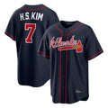 A.Braves #7 Ha-Seong Kim Player Navy Home Game Gdoa Stitched Jerseys