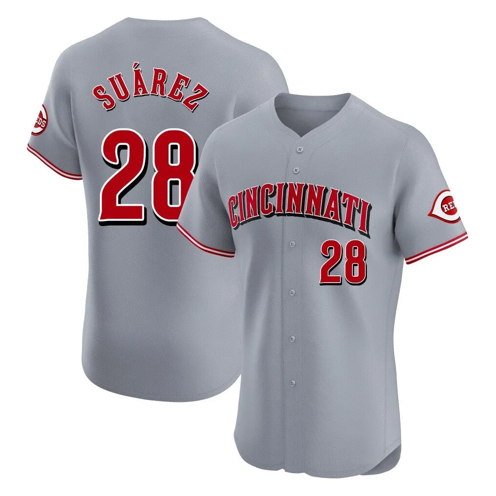 C.Reds #28 Eugenio Su¨¢rez Player Gray Limited Elite Home Gdoa Stitched Jerseys