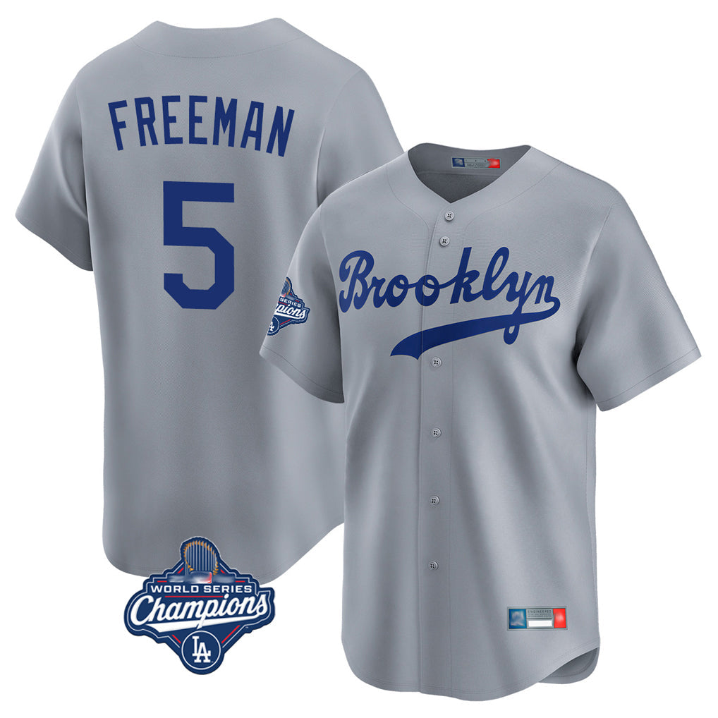 LA.Dodgers #5 Freddie Freeman Player Gray World Series Meet Game Limited Home Gdoa Stitched Jerseys
