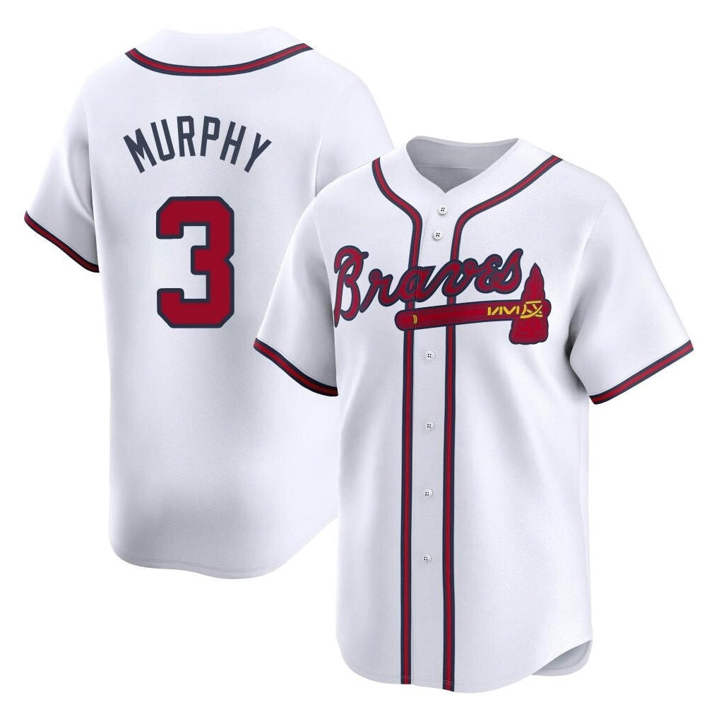 A.Braves #3 Dale Murphy Player White Limited Home Game Gdoa Stitched Jerseys