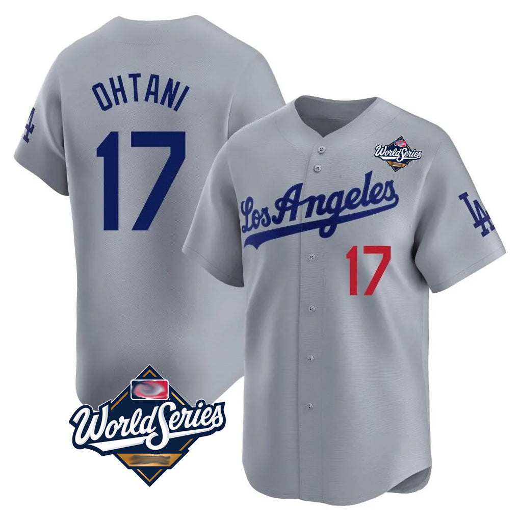 LA.Dodgers #17 Shohei Ohtani Player Gray World Series Limited Home Gdoa Stitched Jerseys