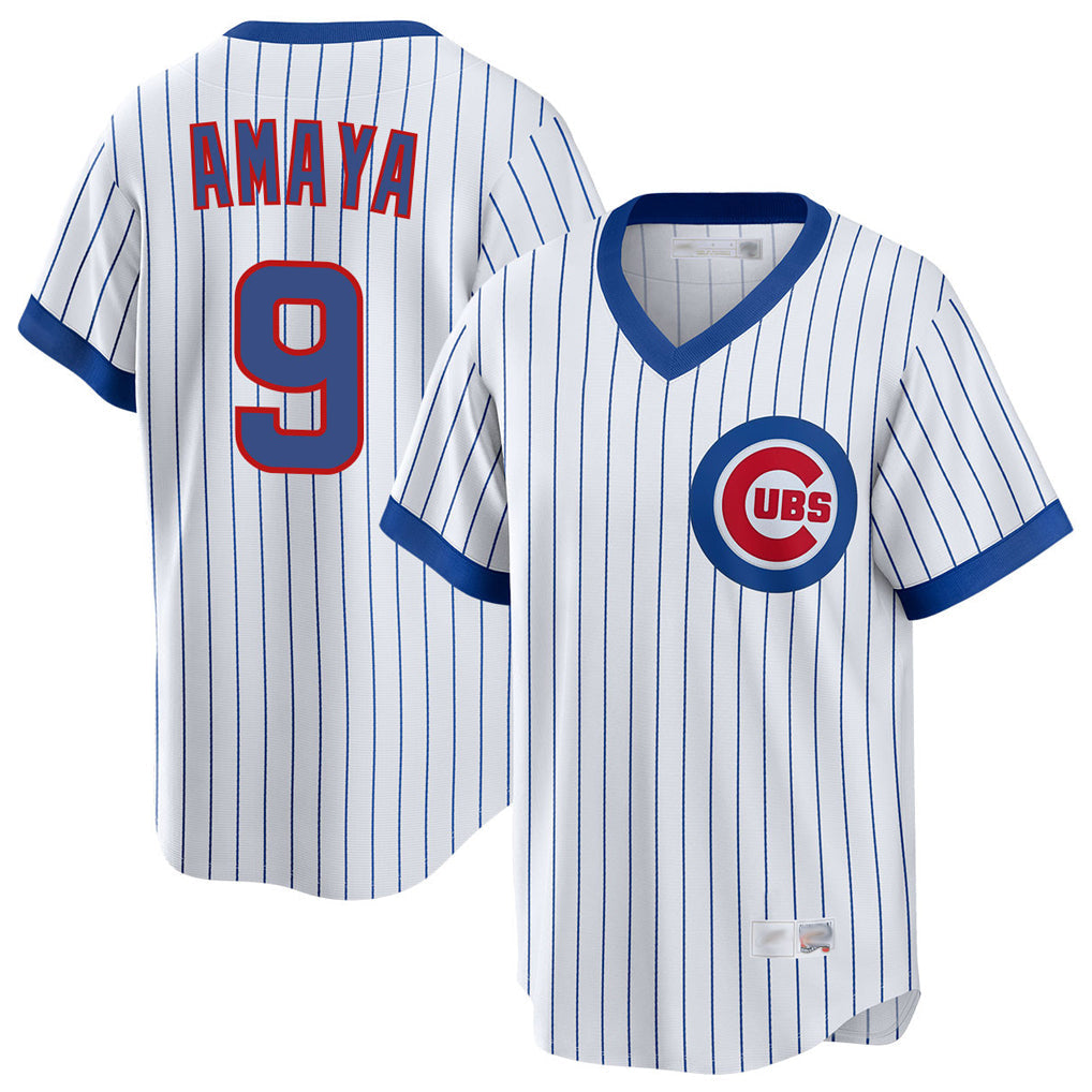C.Cubs #9 Miguel Amaya Player White T-shirt Cooperstown Collection Limited Gdoa Stitched Jerseys