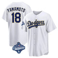 LA.Dodgers #18 Yoshinobu Yamamoto Player Gold White World Series Meet 2026 Collection Stadium Game Gdoa Stitched Jerseys