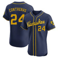 M.Brewers #24 William Contreras Player Navy Home Limited Elite Gdoa Stitched Jerseys