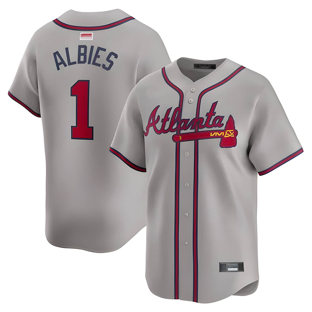 A.Braves #1 Ozzie Albies player Gray Vapor Premier City Connect Premium Stitched Jerseys