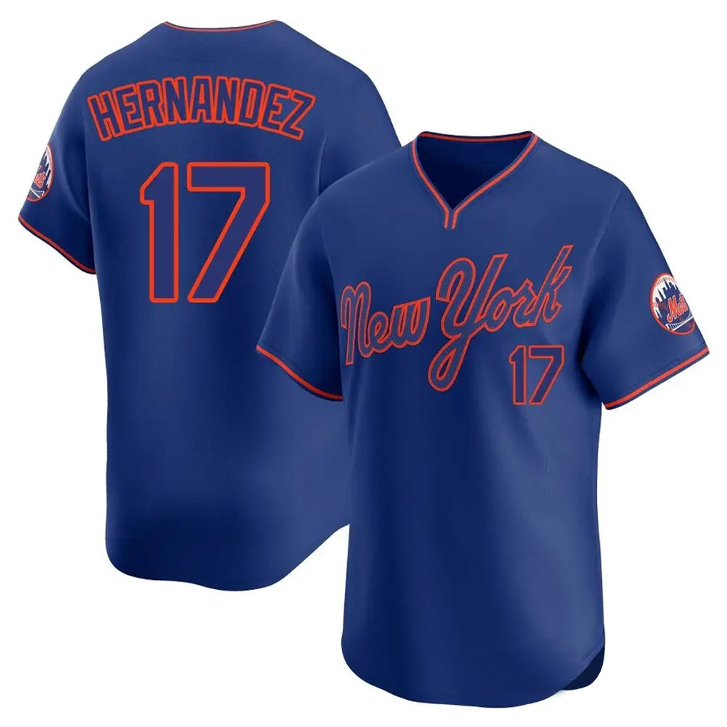 NY.Mets #17 Keith Hernandez Player Royal T-shirt Home Limited Elite Stitched Jerseys