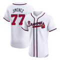 A.Braves #77 Joe Jimenez Player White Limited Elite Home Game Gdoa Stitched Jerseys