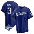 LA.Dodgers #3 Edwin D¨ªaz Player Royal World Series Meet City Connect Home Game Gdoa Stitched Jerseys