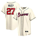 A.Braves #27 Austin Riley Player Cream Home Game Gdoa Stitched Jerseys