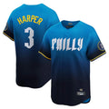 P.Phillies #3 Bryce Harper Player Blue City Connect Home Limited Gdoa Stitched Jerseys