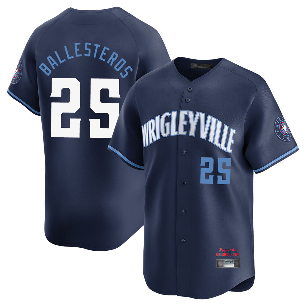 C.Cubs #25 Mois¨¦s Ballesteros Player Navy City Connect Limited Home Gdoa Stitched Jerseys
