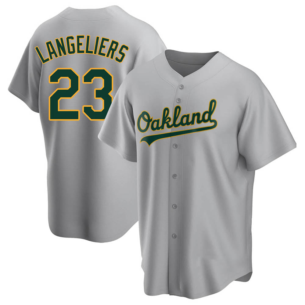 Athletics #23 Shea Langeliers Player Gray Replica Road Stitched Jerseys
