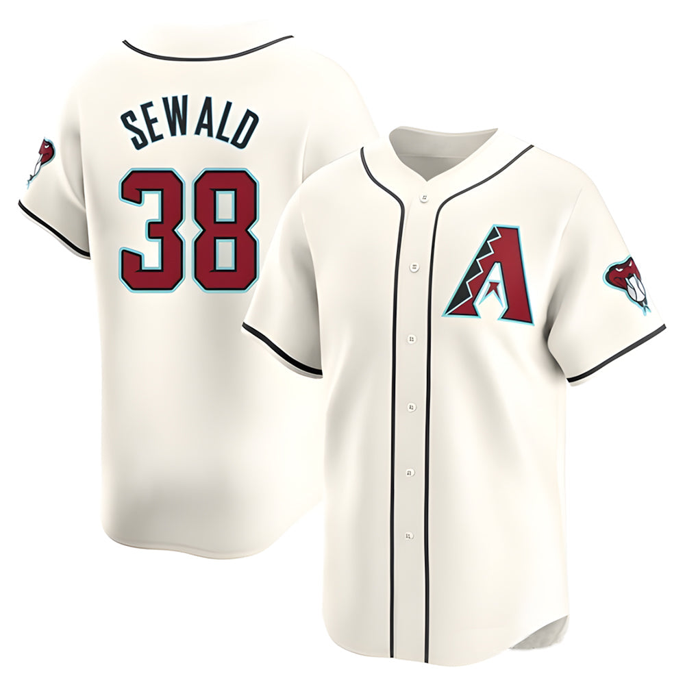 A.Diamondbacks #38 Paul Sewald Player White Limited Home Stitched Jersey