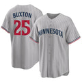 M.Twins #25 Byron Buxton Player Gray Game Limited Home Gdoa Stitched Jerseys