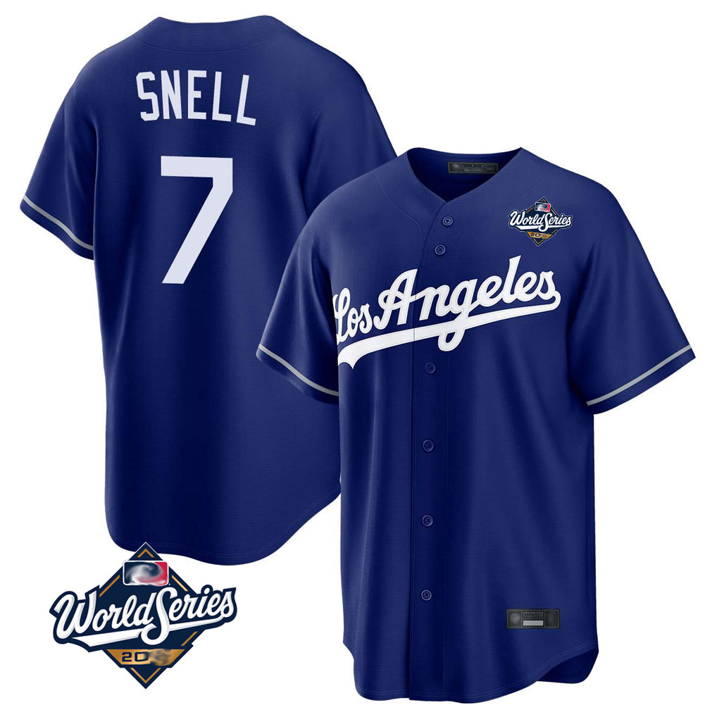LA.Dodgers #7 Blake Snell Player Royal Game World Series Gdoa Stitched Jerseys